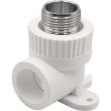 Угольник THERMOLIGHT комбинированный PP-R НР с креплением 25х3/4" белый (10/80)