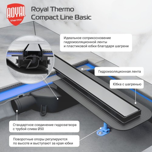 Лоток душевой Royal Thermo с сухим затвором Compact Line Basic 700