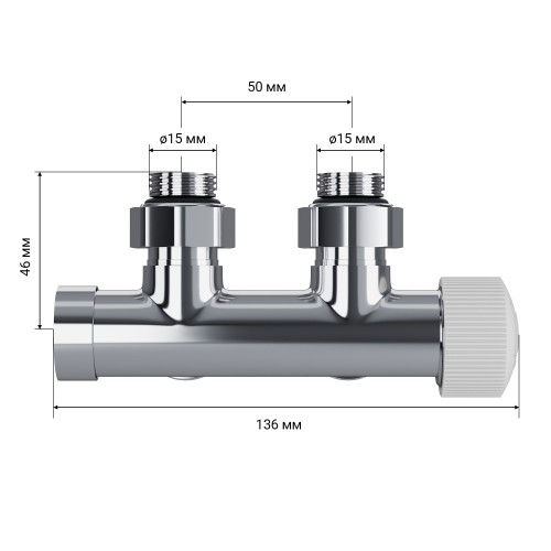 Узел нижнего подключения термостатический угловой Royal Thermo Design Pro 15мм М30х1,5 (Хром)