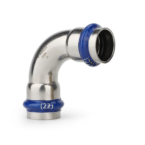 Угольник VARMEGA 90гр. двухраструбный Inox Press 28x28