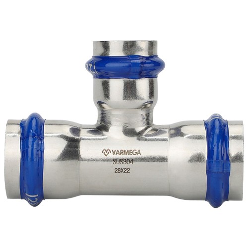 Тройник VARMEGA раструбный Inox Press переходной 35x22x35