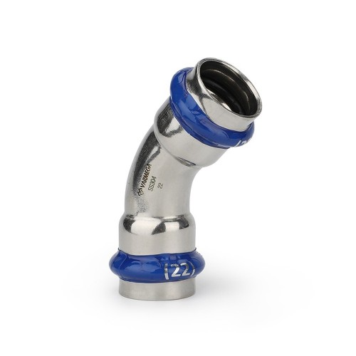 Угольник VARMEGA 45гр. двухраструбный Inox Press 42x42