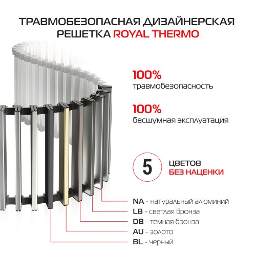 Конвектор внутрипольный Royal Thermo ATRIUM TURBO-190/300/1200-DG-U-LB