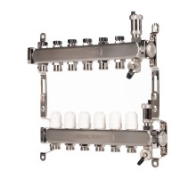 Коллектор Royal Thermo нерж. в сборе универсальный 1" ВР-3/4" НР с автомат. воздухоотвод-ми 6 вых.