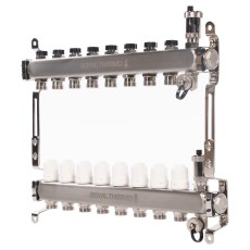 Коллектор Royal Thermo нерж. в сборе универсальный 1" ВР-3/4" НР с автомат. воздухоотвод-ми 8 вых.