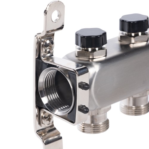 Коллектор Royal Thermo нерж. в сборе универсальный 1" ВР-3/4" НР с автомат. воздухоотвод-ми 8 вых.