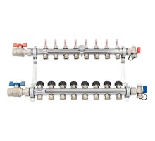 Комплект коллекторов REHAU HKV-D из нержавеющей стали на 8 контуров с шаровыми кранами
