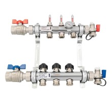 Комплект коллекторов REHAU HKV из нержавеющей стали на 3 контура с шаровыми кранами