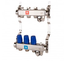 Коллектор MVI без расходомеров, c дренажным краном и краном Маевского 1" х 3/4"ЕК 3 вых.