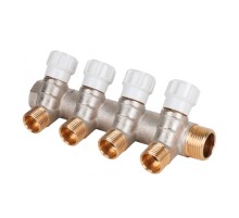Коллектор латунный с регулирующими вентилями 3/4"x1/2" 4 вых