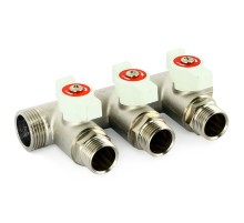 Коллектор Uni-Fitt НВ 3/4"х3 вых 1/2" 40 мм с кранами, никелированный