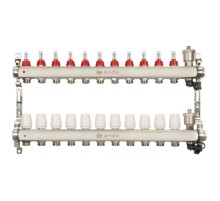 Группа коллекторная ONDO нерж сталь 11 вых. с автомат. воздухоотвод., расход. и термостат. клапанами