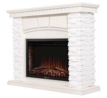 Портал Firelight Porto 25 камень белый, шпон беленый дуб