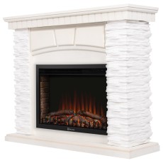 Портал Firelight Porto 25 камень белый, шпон беленый дуб