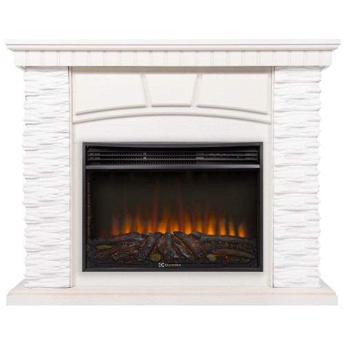 Портал Firelight Porto 25 камень белый, шпон беленый дуб