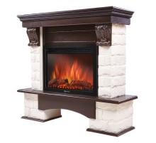 Портал Firelight Forte 25S камень белый, шпон темный дуб