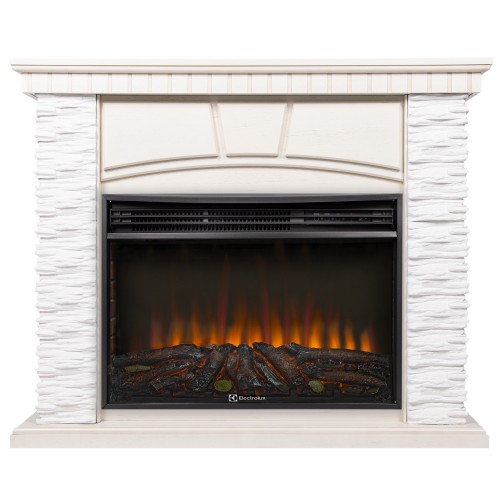 Портал Firelight Porto 30 камень белый, шпон беленый дуб