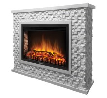 Портал Firelight Quadro 30 камень песчаник античный белый, белая эмаль