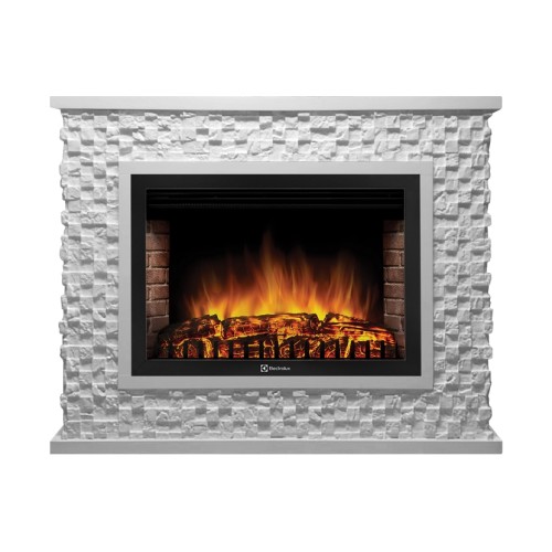 Портал Firelight Quadro 30 камень песчаник античный белый, белая эмаль