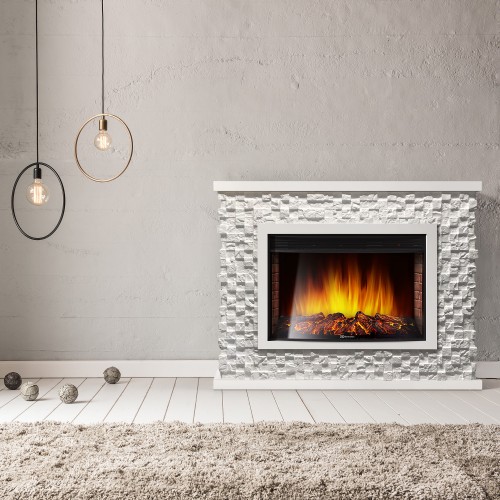 Каминокомплект: Очаг Electrolux EFP/P-3320RLS с порталом Quadro 30 камень песчаник античный бел