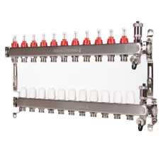 Коллектор Royal Thermo нерж. в сборе с расходомерами 1" ВР-3/4" НР с автомат.воздухоотвод-ми 11 вых.