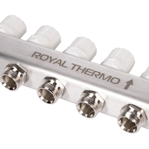 Коллектор Royal Thermo нерж. в сборе с расходомерами 1" ВР-3/4" НР с автомат.воздухоотвод-ми 11 вых.