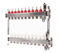 Коллектор Royal Thermo нерж. в сборе с расходомерами 1" ВР-3/4" НР с автомат.воздухоотвод-ми 10 вых.