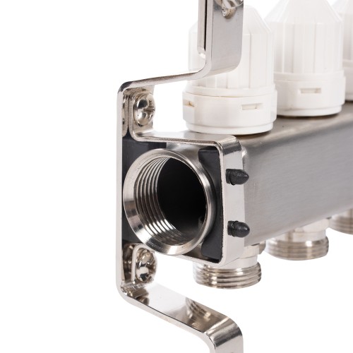 Коллектор Royal Thermo нерж. в сборе с расходомерами 1" ВР-3/4" НР с автомат.воздухоотвод-ми 10 вых.