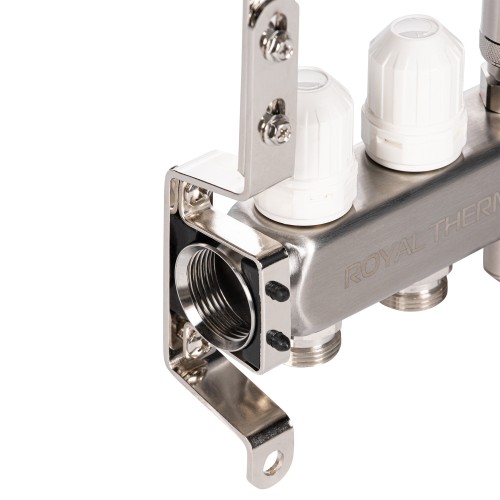 Коллектор Royal Thermo нерж. в сборе с расходомерами 1" ВР-3/4" НР с автомат. воздухоотвод-ми 8 вых.