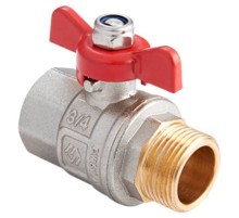 Кран шаровой MVI латунный Ду 25 PN40 вн-нр, бабочка