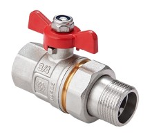 Кран шаровой латунный MVI DN20 PN40 вн-американка, бабочка