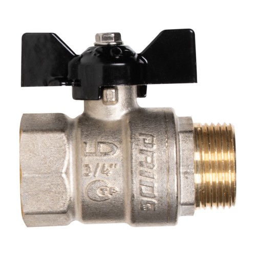 Кран шаровой латунный LD Pride 47.20.B-Н.Б Ду 20 Ру 40 вн-нр, (бабочка)