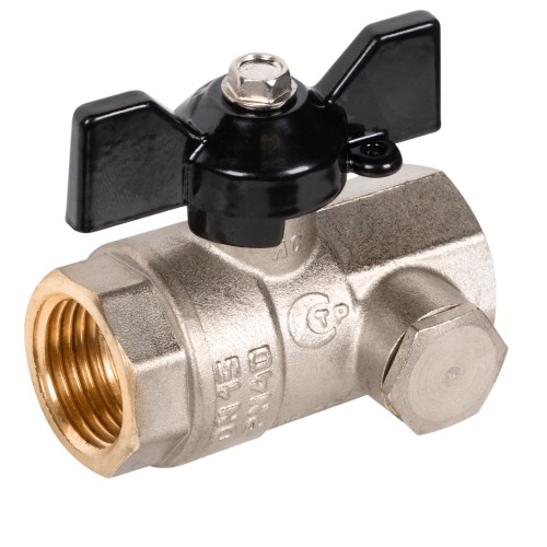 Кран шаровой латунный LD Pride 44.15.В-В.С.Б Ду15 Ру40 с дренажем и воздухоотводчиком,вн-вн(бабочка)