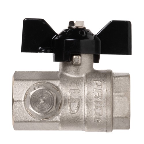 Кран шаровой латунный LD Pride 44.15.В-В.С.Б Ду15 Ру40 с дренажем и воздухоотводчиком,вн-вн(бабочка)