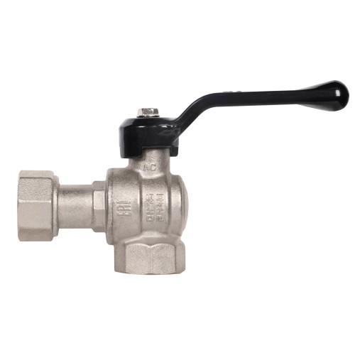 Кран шаровой латунный LD Pride 47.15.В-НкГк.У.Р Ду15 Ру40 угловой, с накидной гайкой (рычаг)