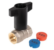 Кран шаровой латунный LD Pride47.15.В-В.ТРДу15Ру40,вн-вн,(Т-рук),(Red+Blue)