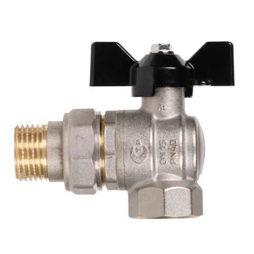 Кран шаровой латунный LD Pride 47.15.В-ГШ.У.Б Ду15 Ру40 угловой, вн-американка, (бабочка)