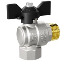 Кран шаровой латунный LD Pride 47.15.В-Н.У.Б Ду15 Ру40 угловой, вн-нр, (бабочка)