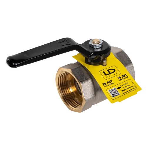 Кран шаровой латунный LD Pride 47.32.В-В.Р Ду32 Ру25 вн-вн (рычаг с бир.)