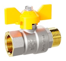 Кран шаровой латунный для газа LD Pride 47.32.В-Н.Б GAS Ду32 Ру25 (бабочка с бир.)