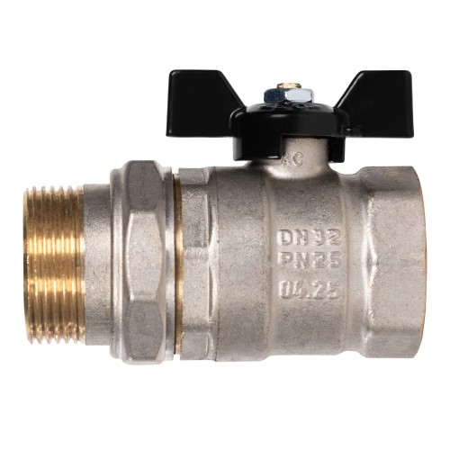 Кран шаровой латунный LD 47.32.В-ГШ.Б Ду 32 Ру 25 (бабочка с бир.)