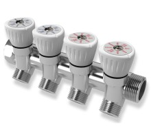 Коллектор с регулировочными вентилями 3/4"×1/2", 4 выхода