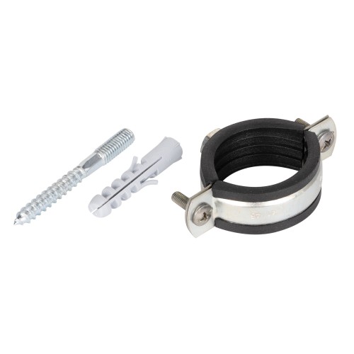 Мет.оцин. хомут для труб с резиновой прокладкой, болтом и дюбелем 5/4" (40-45мм)