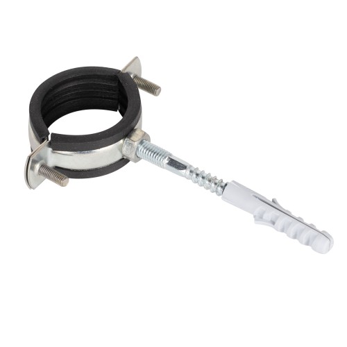 Мет.оцин. хомут для труб с резиновой прокладкой, болтом и дюбелем 5/4" (40-45мм)