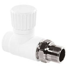 Вентиль TEBO бел. PP-R для радиаторов прямой 1v 20х1/2" (10/60), арт. 030060401