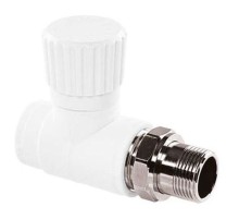 Вентиль TEBO бел. PP-R для радиаторов прямой 1v 25х3/4" (5/50), арт. 030060404