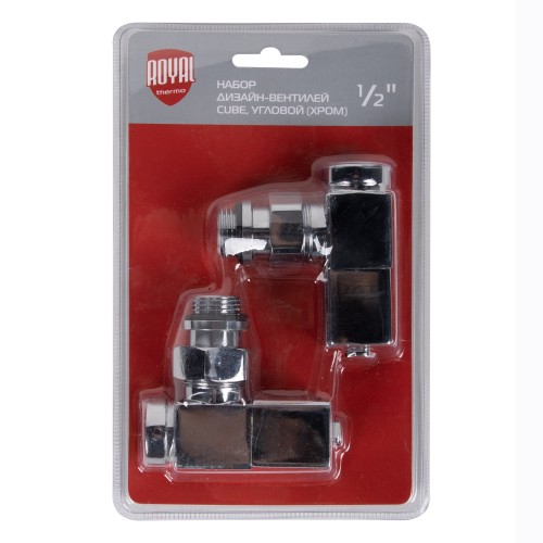 Набор дизайн-вентилей CUBE, угловой (хром) 1/2"