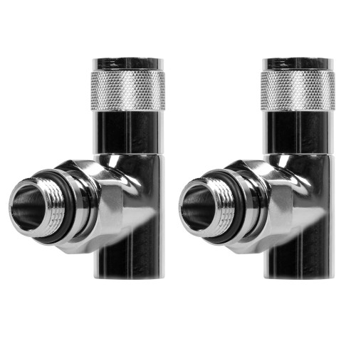 Набор дизайн-вентилей PIANO, угловой (хром) 1/2"