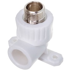 Угольник PP-R РТП комб. с креплен. D 20х1/2" НР, (75/25) белый