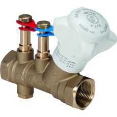 Клапан балансировочный Giacomini R206B ручной DN15 (1/2") ВВ, Kvs-2.7м3/ч, со штуцерами и дренажём
